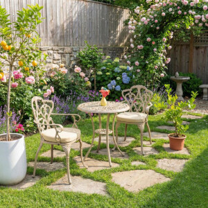 סט ריהוט גינה זוגי למרפסת דגם מנילה שמפניה