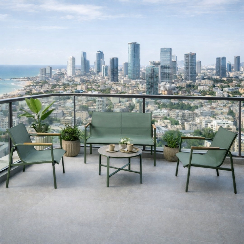 סט ריהוט גינה דו מושבי דגם קוסטה צבע ירוק