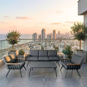 ריהוט גן תלת מושבי מדגם ניו אושן אפור