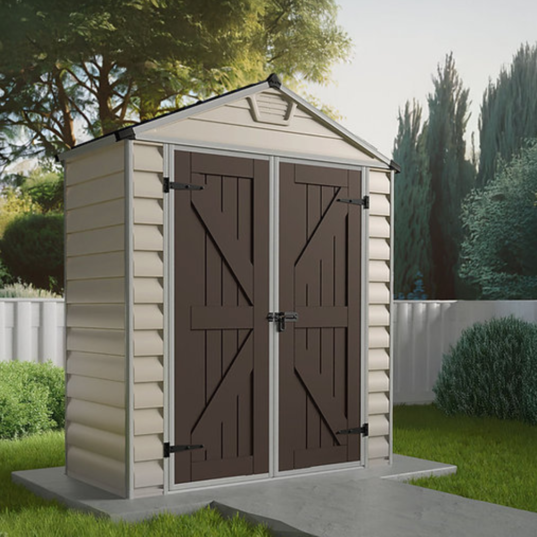 מחסן גינה SKYLIGHT גג משולש קרם / אפור 1.9×0.9 מ'