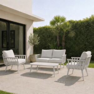 ריהוט גן פינת ישיבה סלונית דו מושבית דגם אושן צבע שמפניה