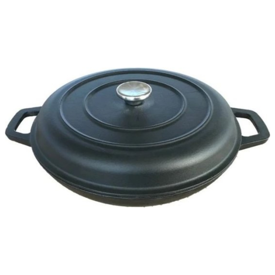 סוטאז' יצוק מצופה אמייל שחור 31 ס"מ קרנה