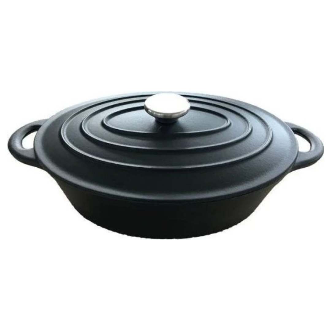 סיר אובלי 5 ליטר מצופה אמייל שחור קרנה