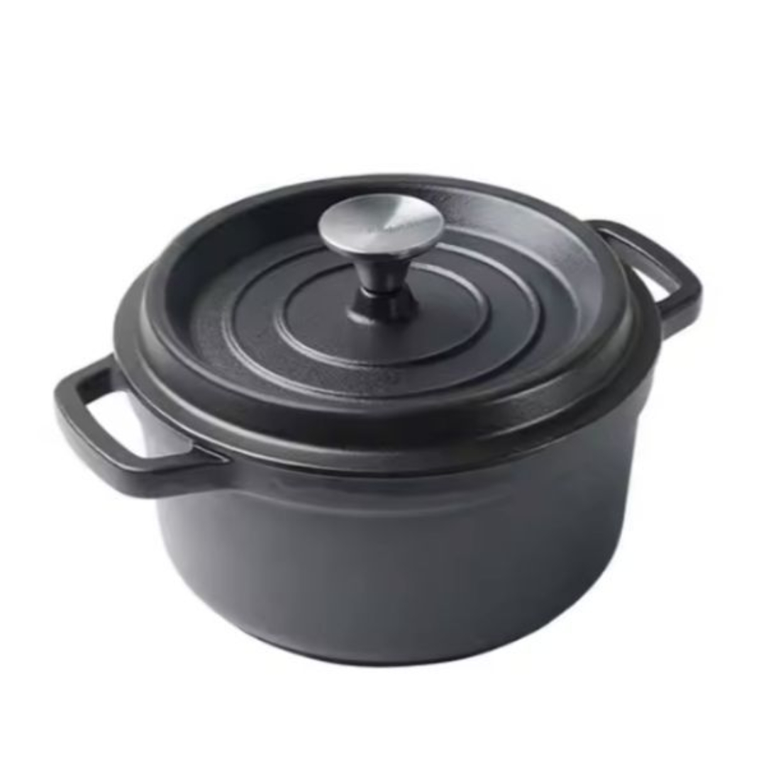 סיר עגול 5 ליטר מצופה אמייל שחור קרנה