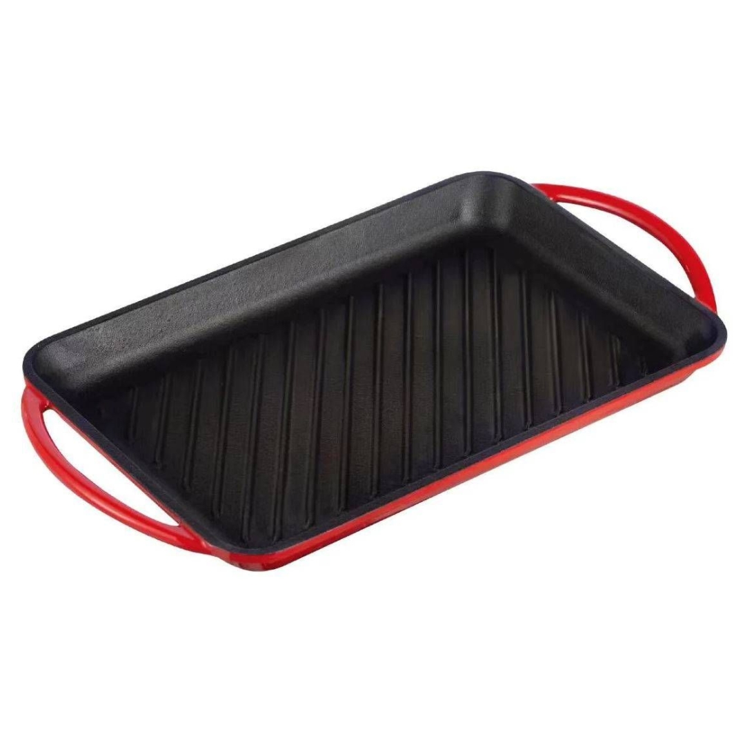 מחבת מלבנית 33 ס"מ מצופה אמייל אדום קרנה